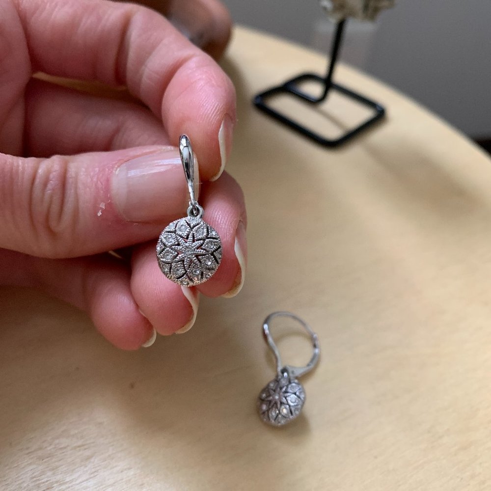 Nadri Silver Lever-back Drop Earrings